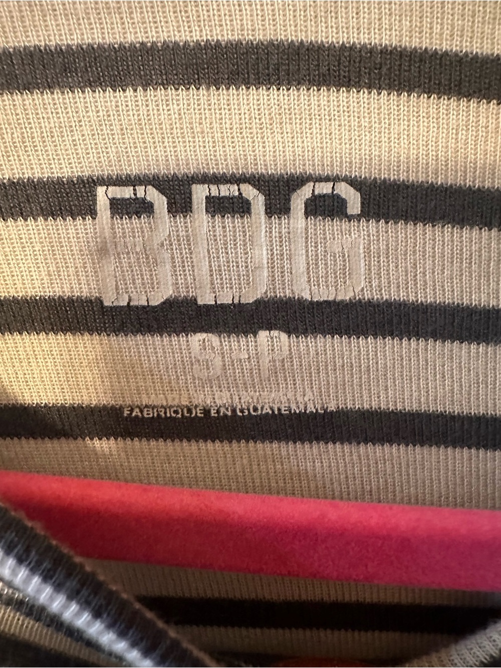 BDG Urban Striped Long-Sleeve Crewneck Top in Grey and Dark Grey. Size small. - Picture 4 of 6